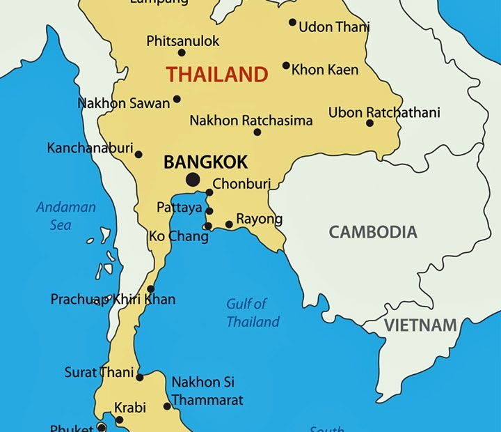 Thailand Ligt In Zuidoost-Azië En Grenst Aan Maleisië, Cambodja, Birma En  Laos. De Thaise Naam Van Het Land Is Prathet Th… | Thailand Map, Thailand  Travel, Thailand